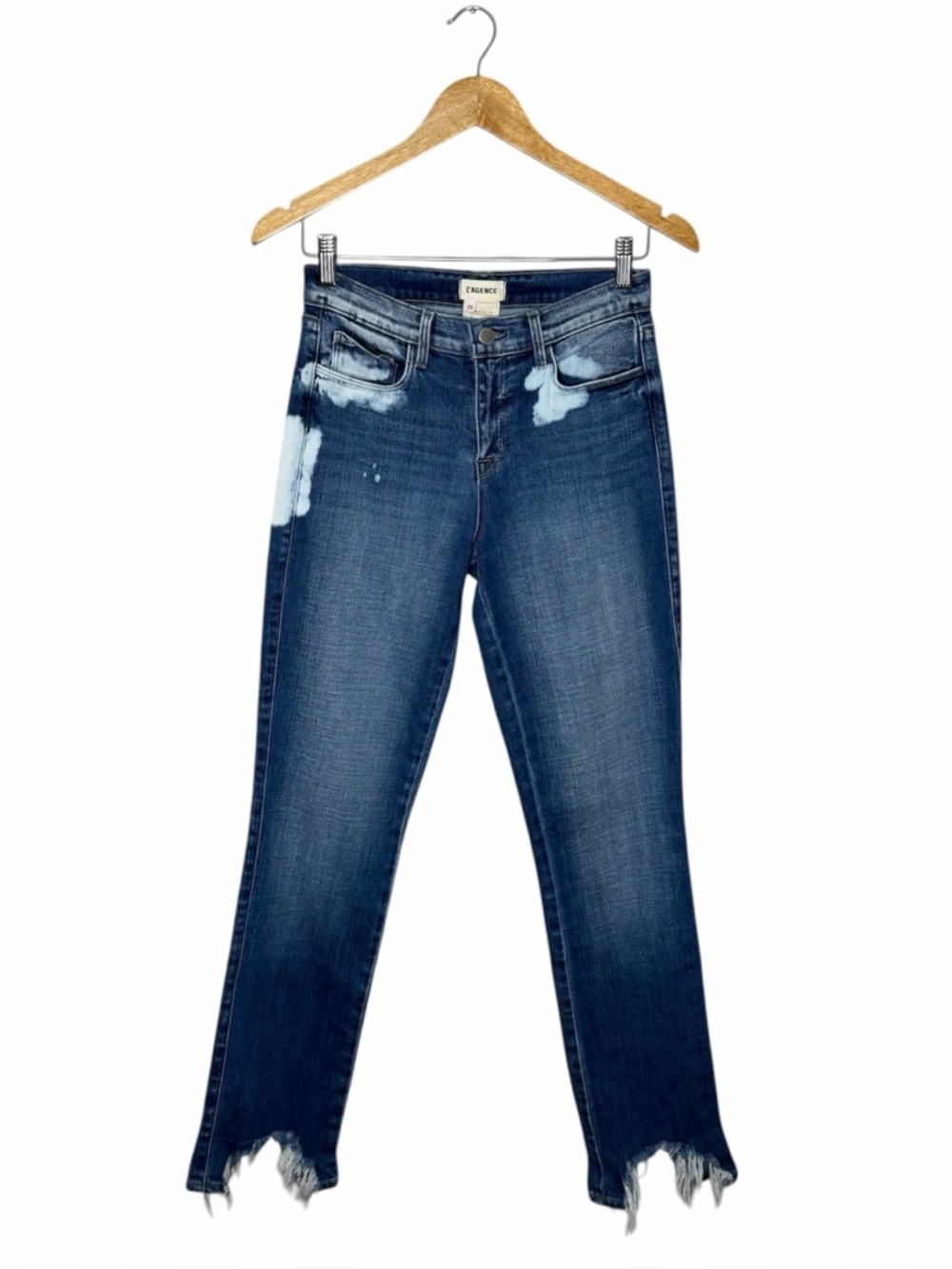 L'AGENCE Harmon Bleach Slim Straight Leg Jeans Size 25 Montana Destruct Denim - Picture 5 of 13